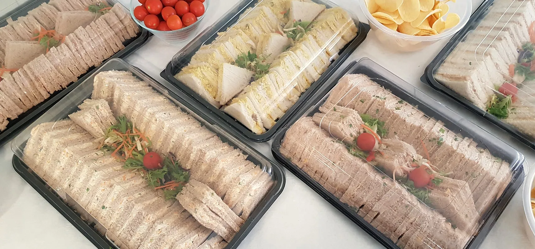 Platters of freshly made sandwiches